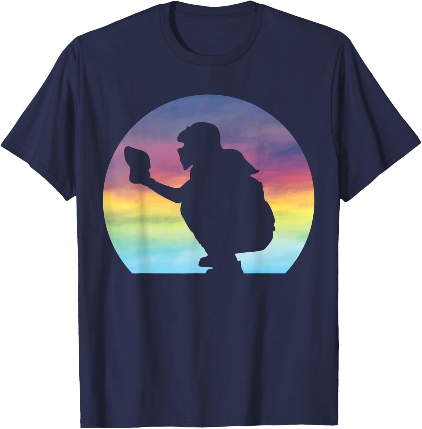 Women's Softball Catcher Silhouette Girls Softball Lover T-Shirt - T-Shirt | Navy
