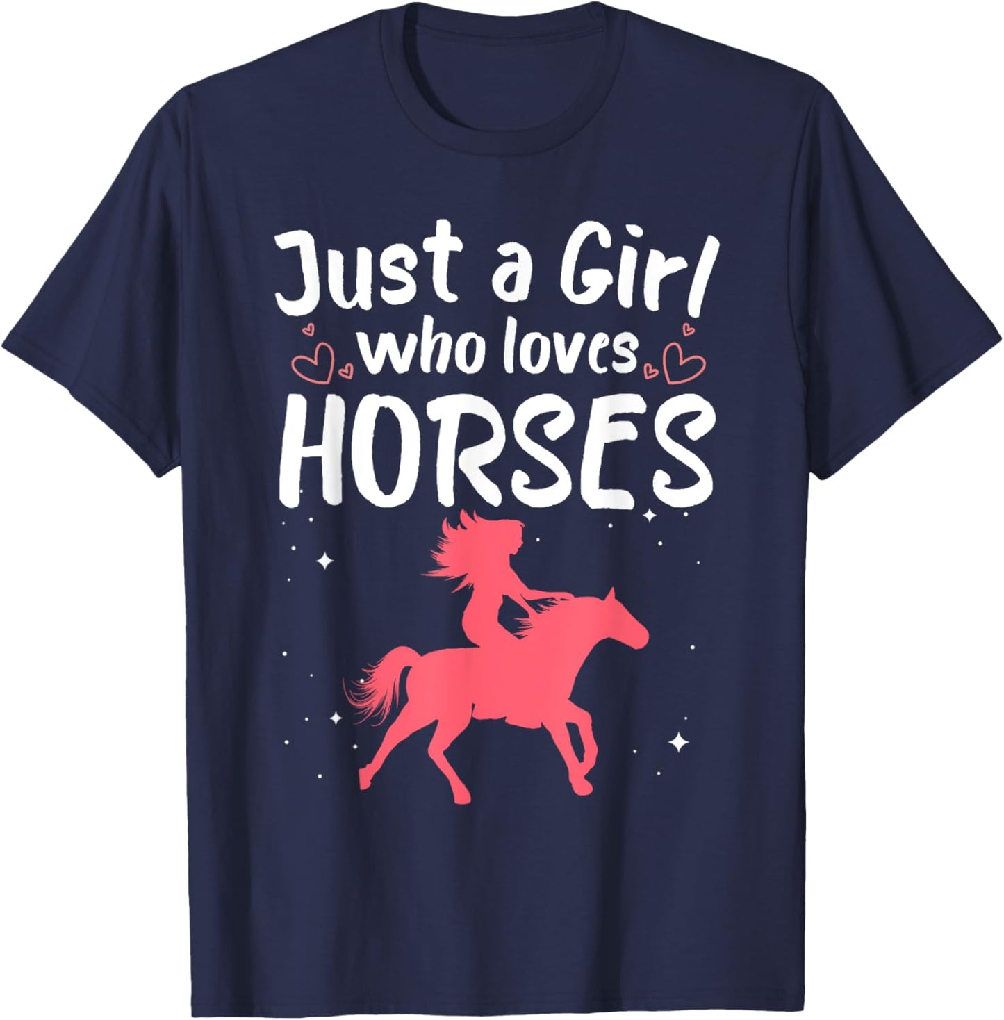 Cute Horse Design Girls Horse Riding Equestrian T-Shirt - T-Shirt | Navy