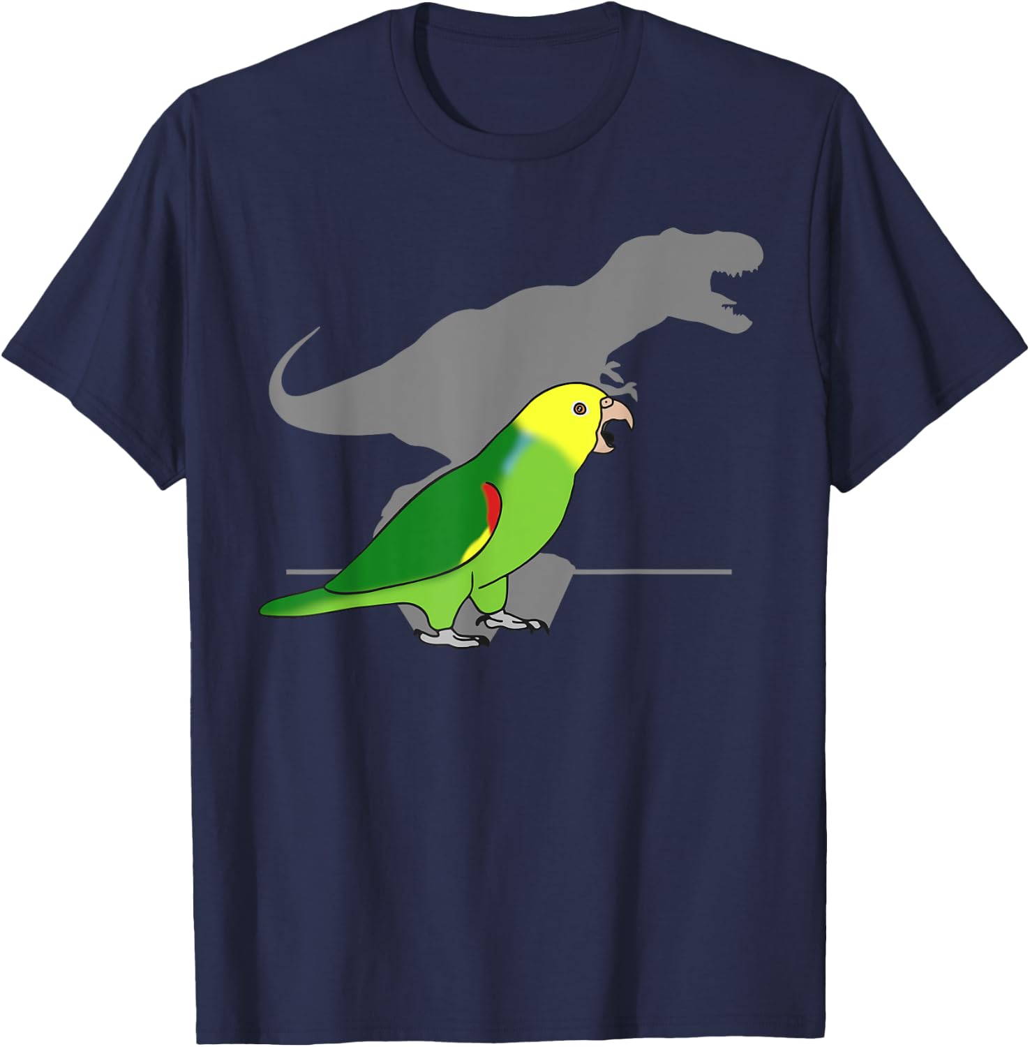 Double Yellow Headed Amazon T-rex Birb Memes Dinosaur Parrot T-Shirt - T-Shirt | Navy