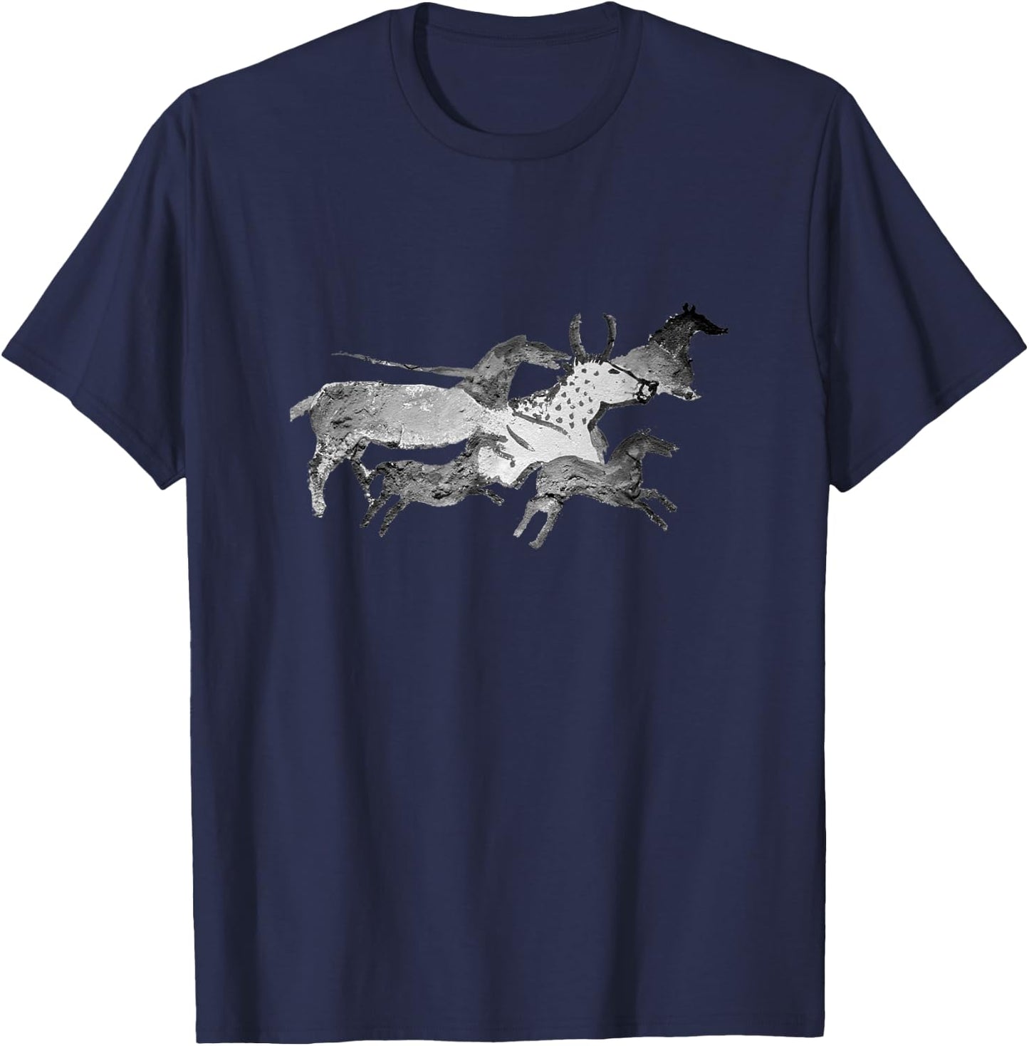 Lascaux Cave Art. Early horses cave paintings. T-Shirt - T-Shirt | Navy