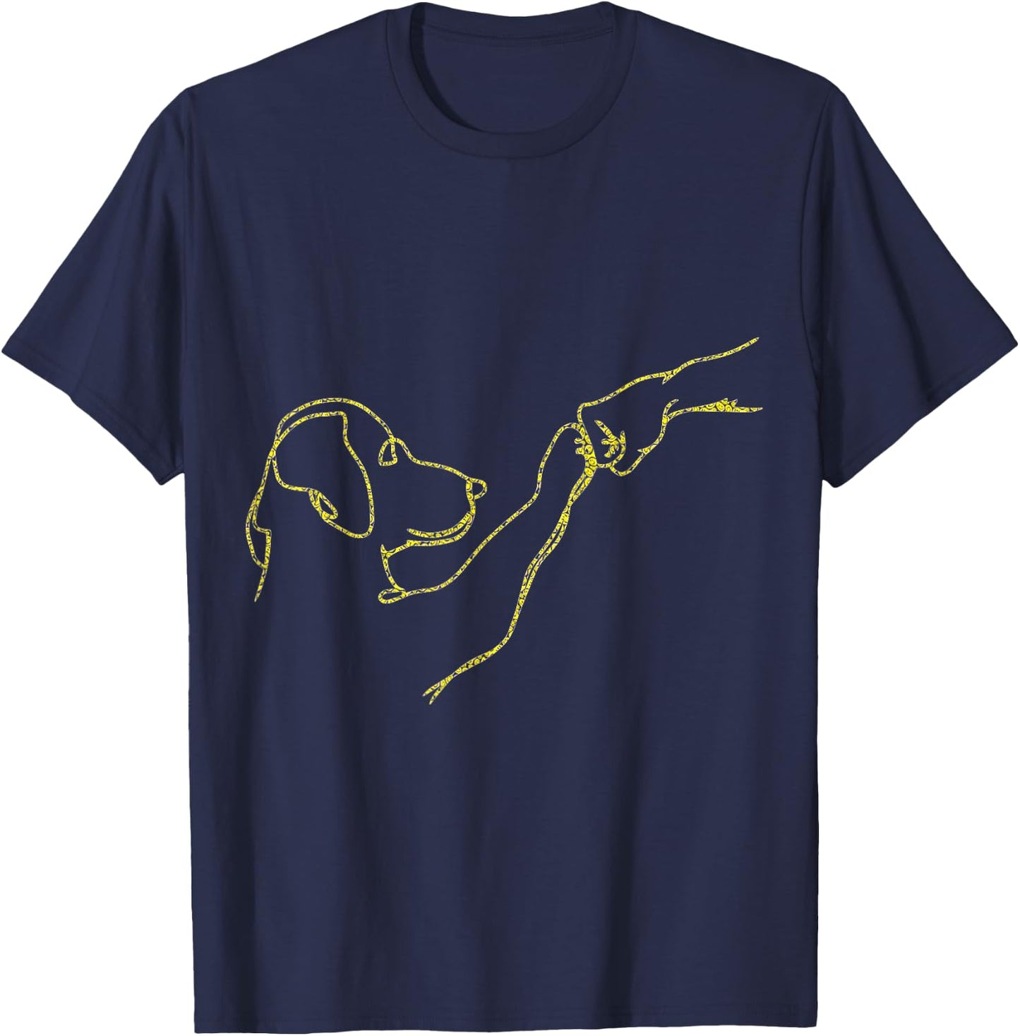 Dog And People Punch Hand Dog Friendship Fist Bump Dog's Paw T-Shirt - T-Shirt | Navy