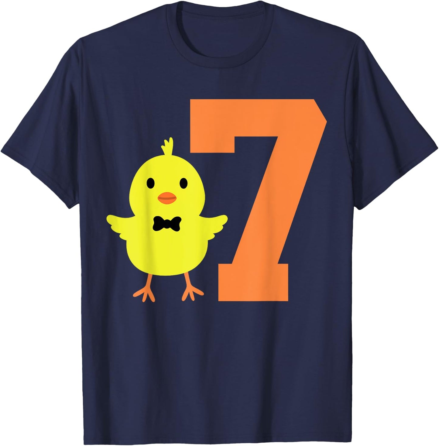Kids 7th Birthday Chicken Themed Cute 7 Year Old Boys Chick T-Shirt - T-Shirt | Navy