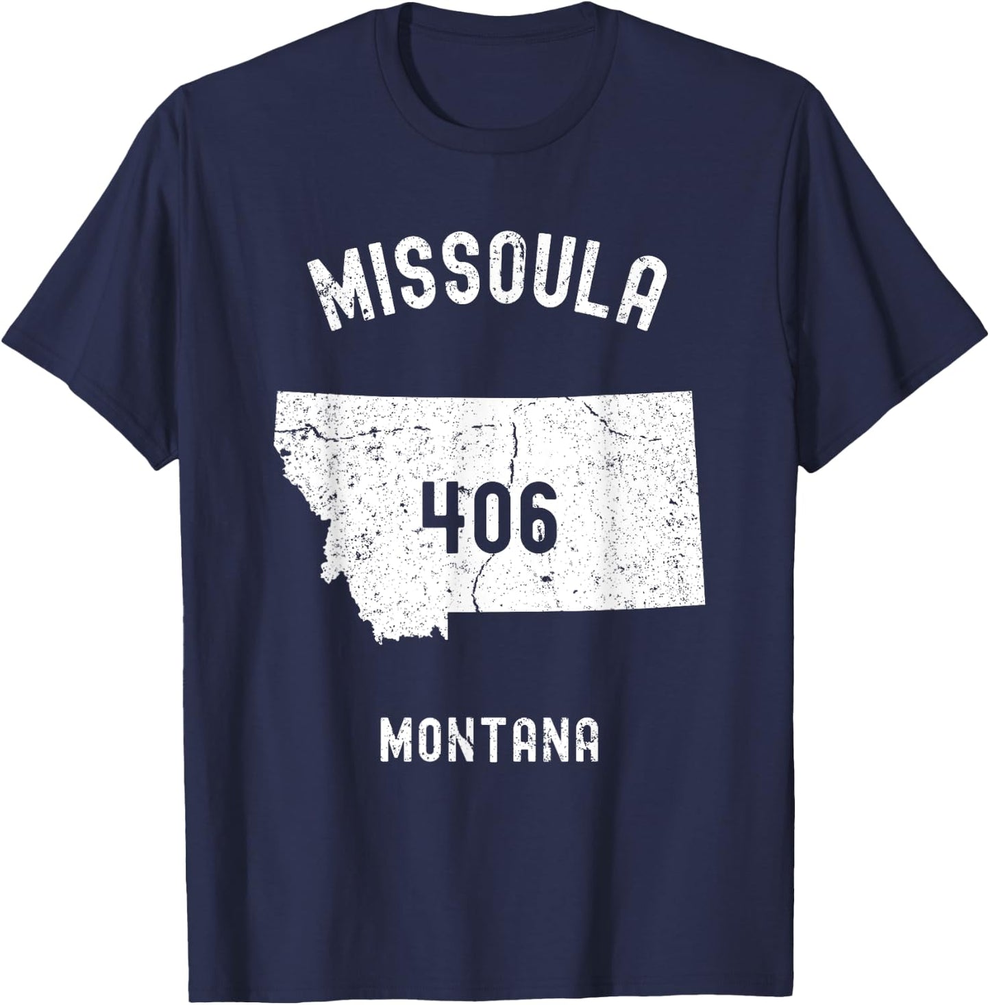 Missoula Montana MT 406 Vintage Athletic Style T-Shirt - T-Shirt | Navy