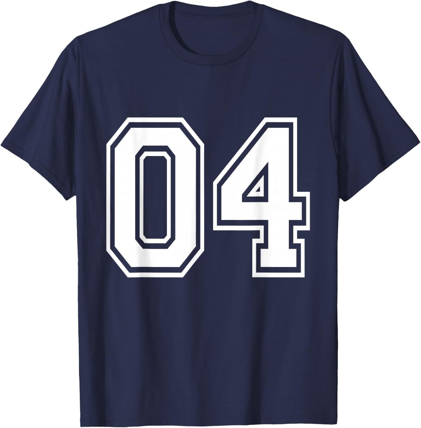Number 04 Varsity Sports Team Jersey 4th Birthday 4 Years T-Shirt - T-Shirt | Navy