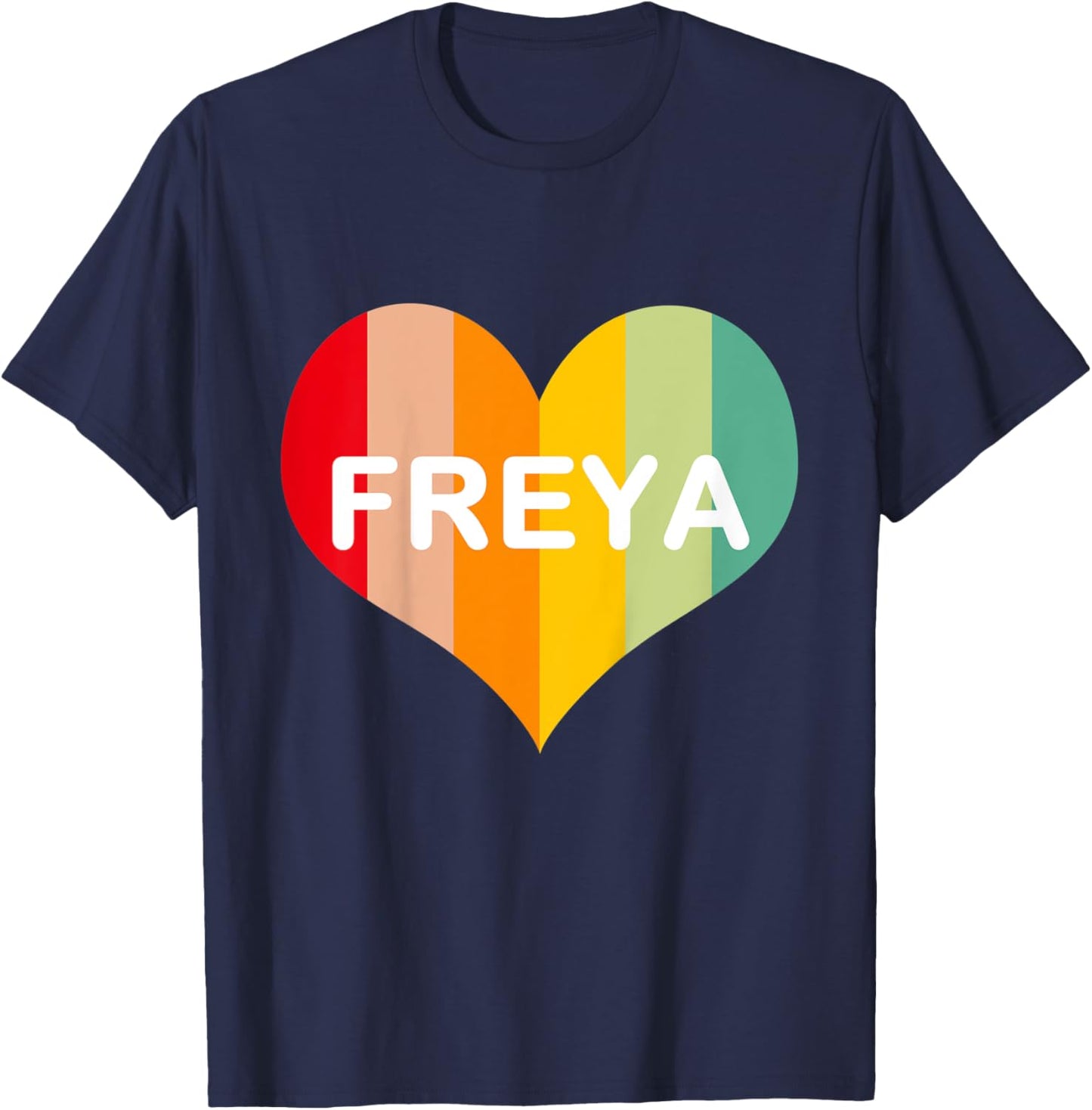 Kids Girls Freya Name Heart | Retro Vintage T-Shirt - T-Shirt | Navy