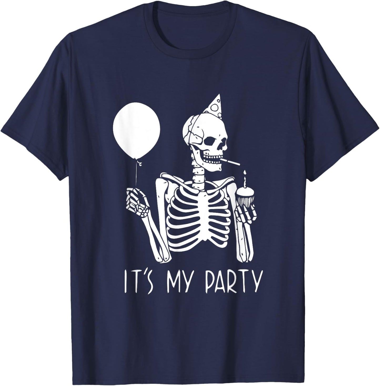 Its My Party Lazy Halloween Costume Skeleton Skull Birthday T-Shirt - T-Shirt | Navy