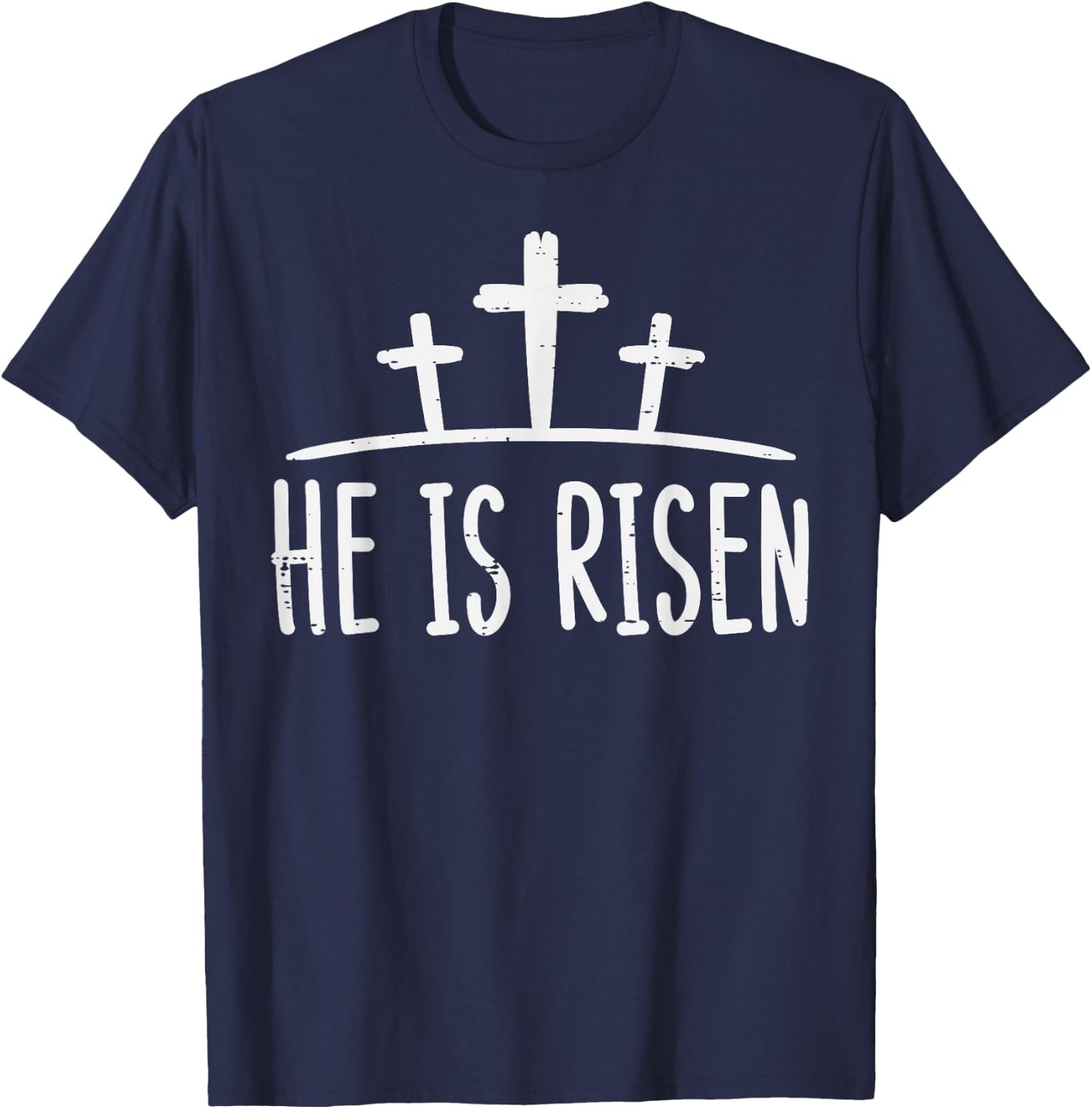 Easter He Is Risen Cross Religious Christian Men Women Kids T-Shirt - T-Shirt | Navy