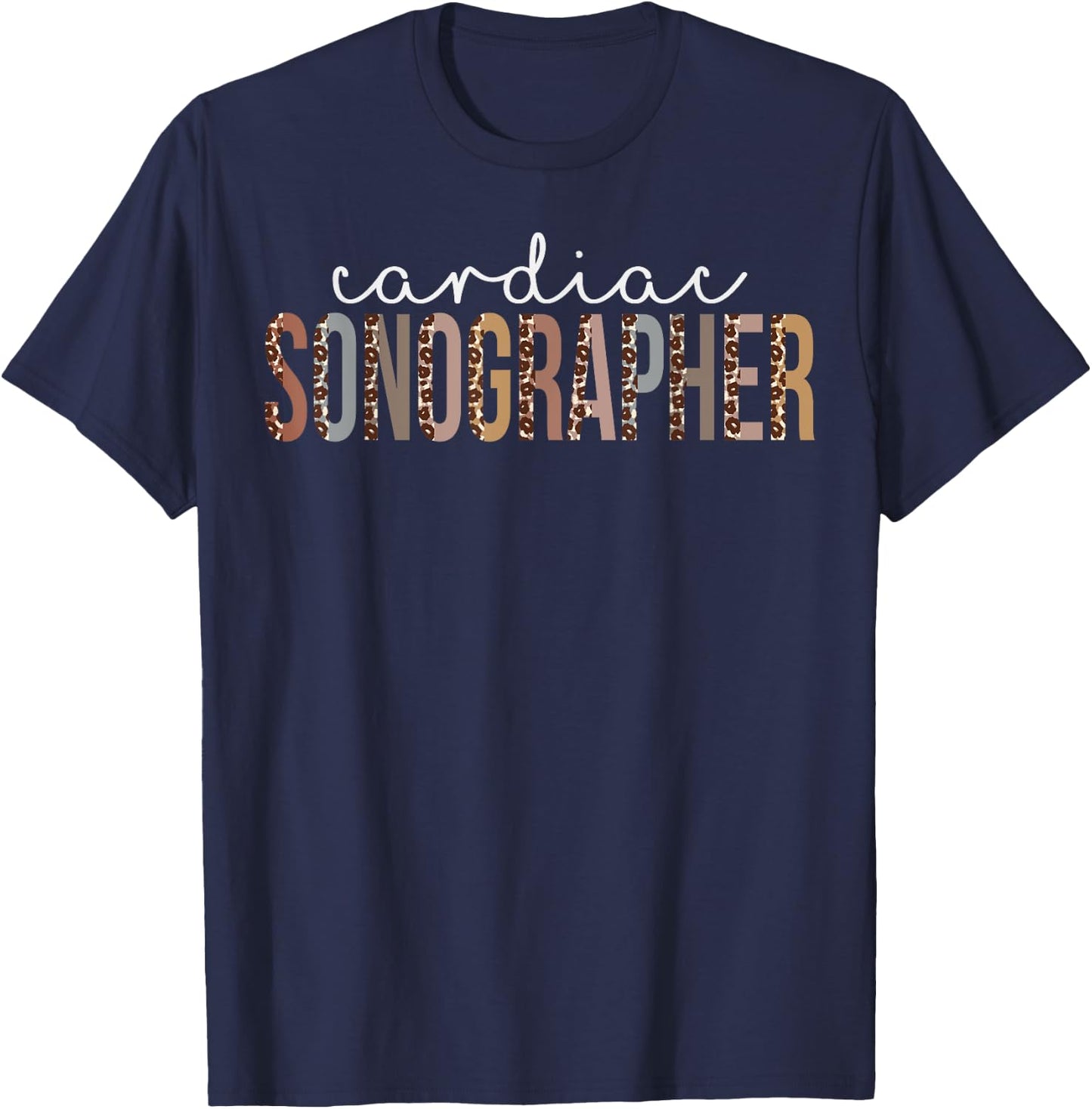 Leopard Cardiac Sonographer Appreciation healthcare workers T-Shirt - T-Shirt | Navy
