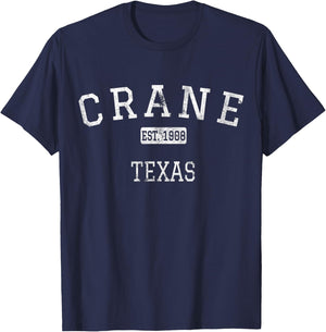 Crane Texas TX Vintage T-Shirt - T-Shirt | Navy