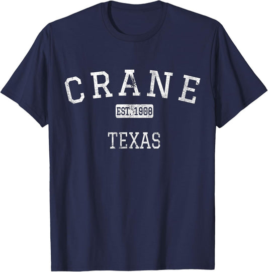 Crane Texas TX Vintage T-Shirt - T-Shirt | Navy