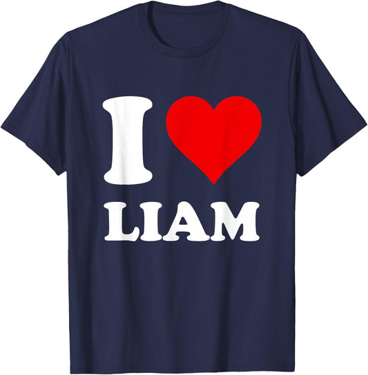 Red Heart I Love Liam T-Shirt - T-Shirt | Navy