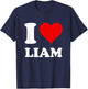 Red Heart I Love Liam T-Shirt - T-Shirt | Navy