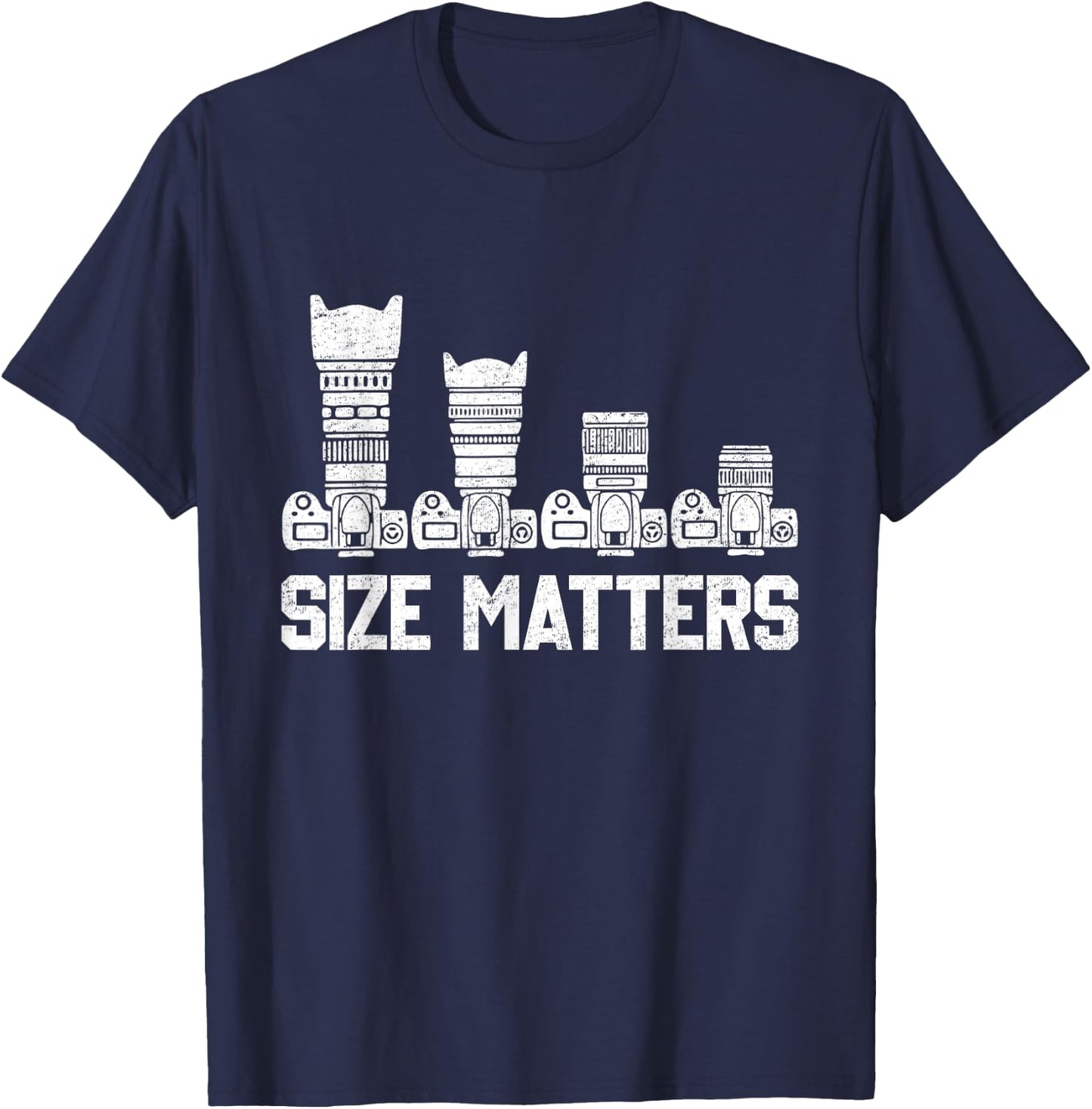 Retro Photography Camera Lens Size Matters Photographer T-Shirt - T-Shirt | Navy