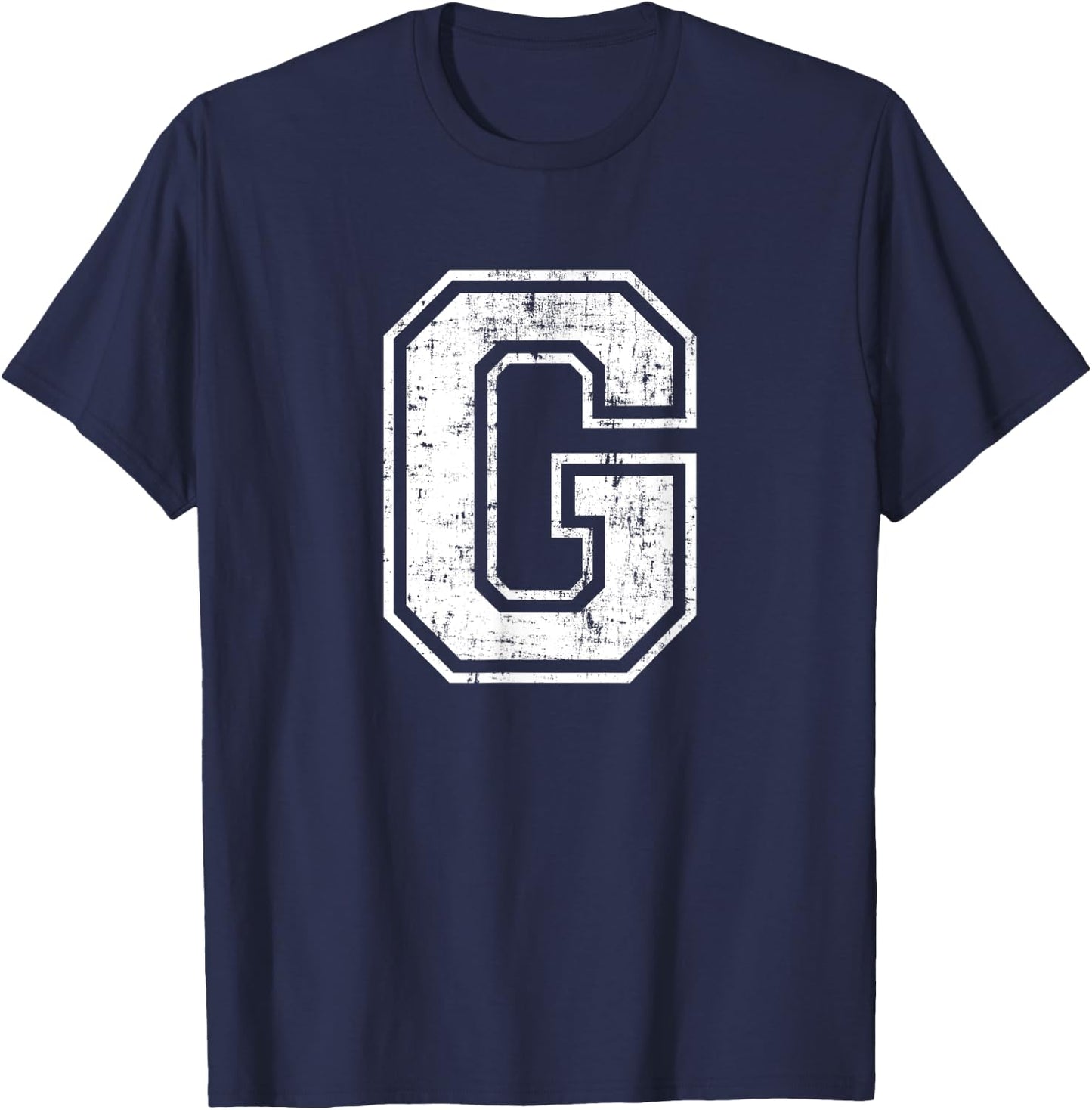 Letter G Uppercase Alphabet Initial School College Varsity T-Shirt - T-Shirt | Navy