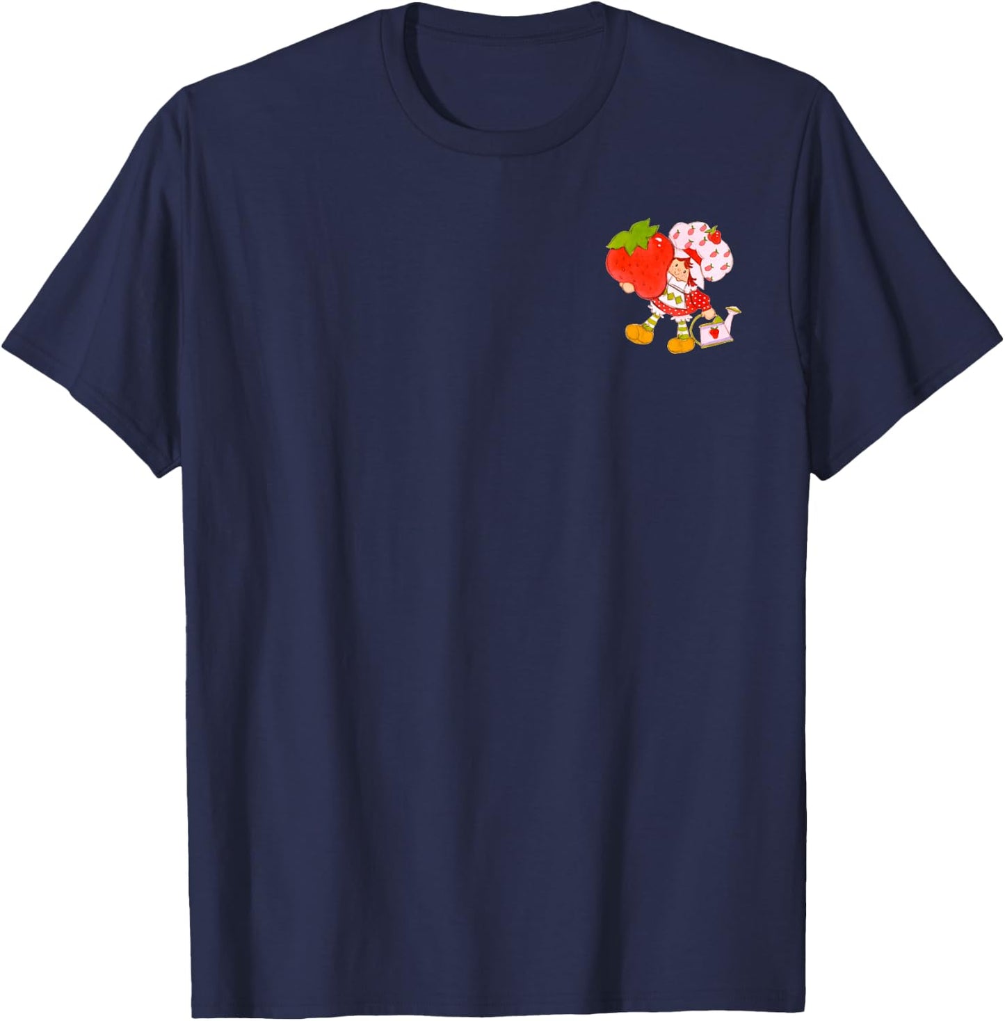 Strawberry Shortcake Classic Vintage Big Strawberry Pocket T-Shirt - T-Shirt | Navy