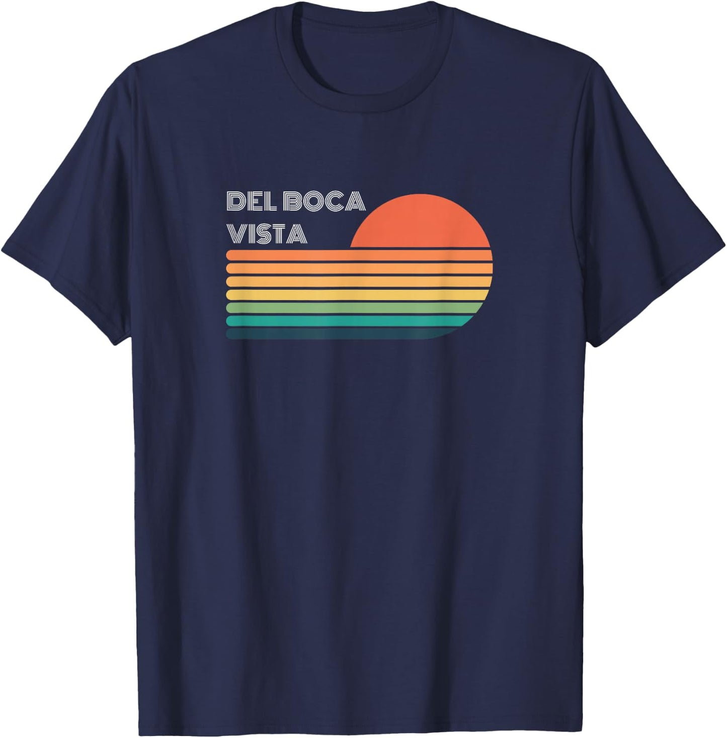 Del Boca Vista Retro Sunset Funny T-Shirt - T-Shirt | Navy