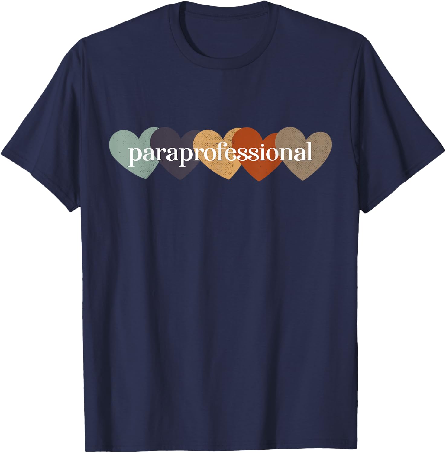 Paraprofessional Teacher Hearts Back to School Teach Rainbow Men Women Kids T-Shirt - T-Shirt | Navy