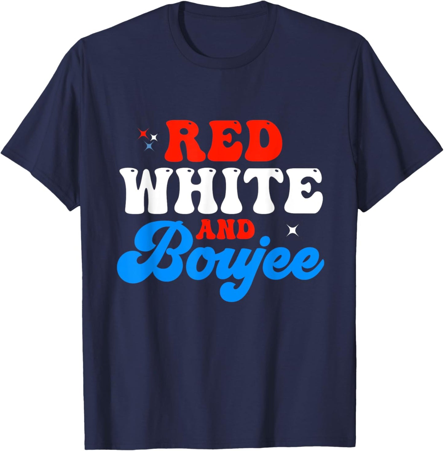 Retro Groovy Cute Red White And Boujee 4th Of July T-Shirt - T-Shirt | Navy