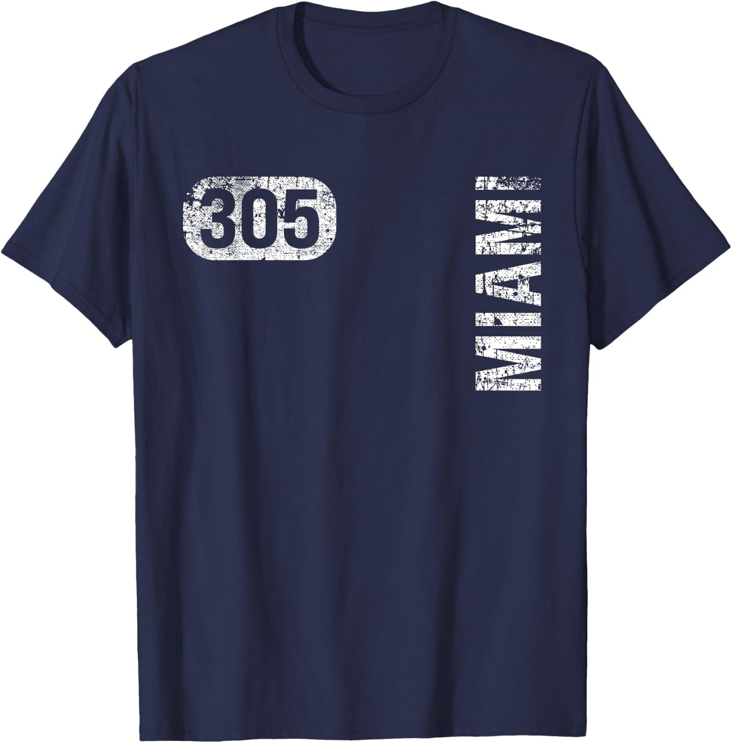 Miami Florida 305 Area Code Vintage Retro T-Shirt - T-Shirt | Navy