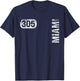 Miami Florida 305 Area Code Vintage Retro T-Shirt - T-Shirt | Navy