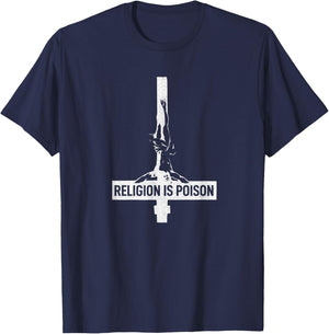 Antichrist Grunge Religion Is Poison Atheist Occult Gothic T-Shirt - T-Shirt | Navy