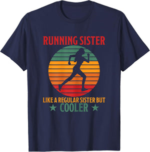 Running Sister Cool Funny Saying Running Sister Jogging T-Shirt - T-Shirt | Navy