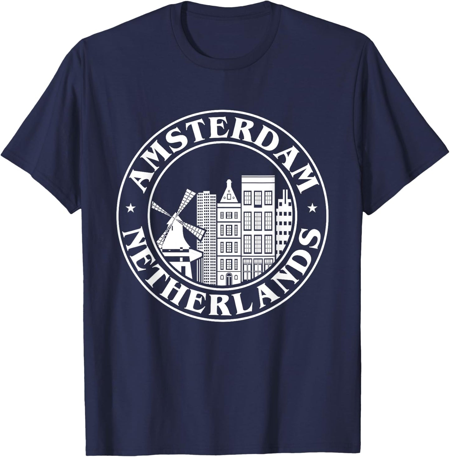 Amsterdam Holland Skyline Amsterdam Netherlands T-Shirt - T-Shirt | Navy