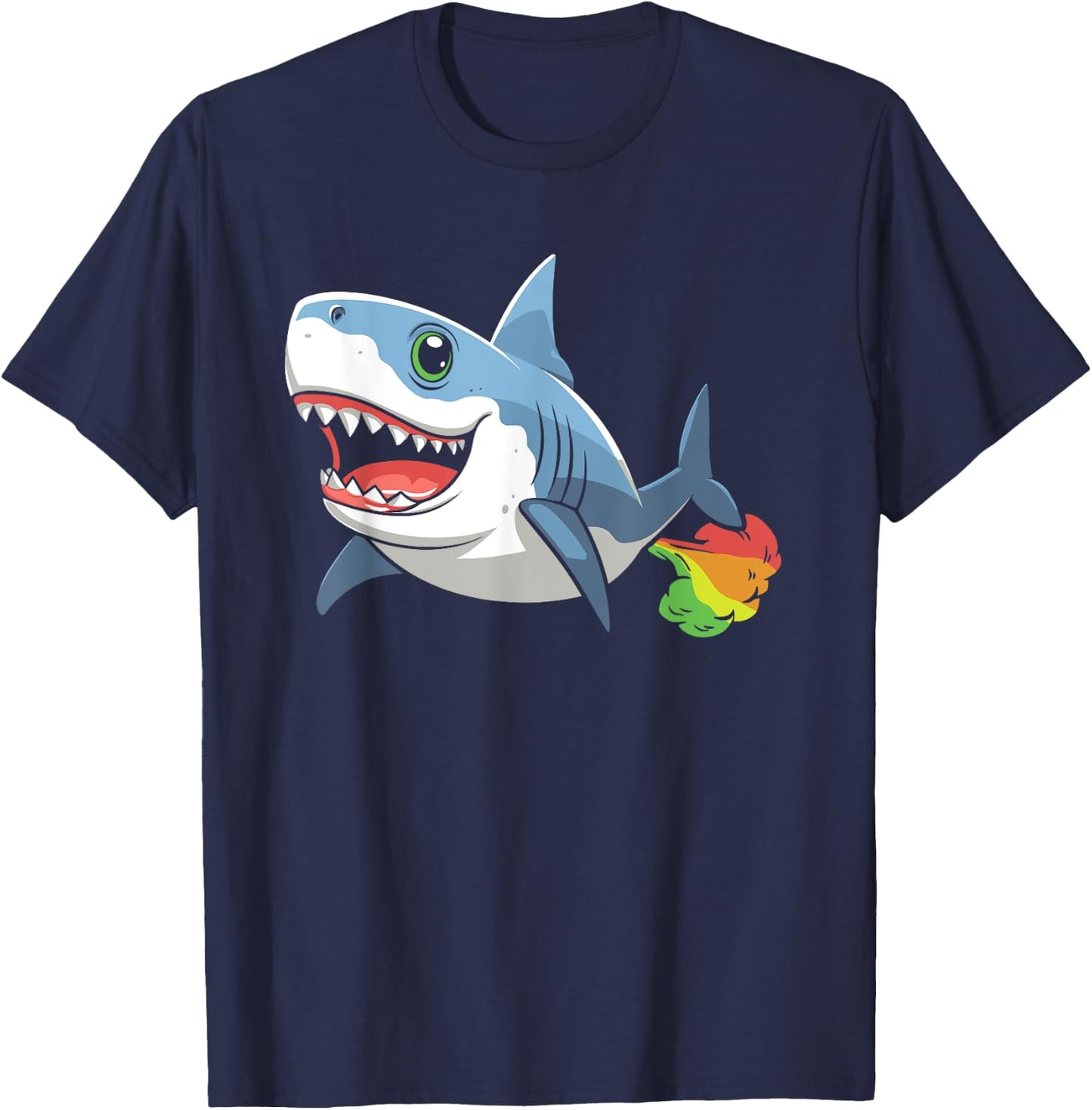 Funny Shark Sea Animal - Ocean Rainbow Fart T-Shirt - T-Shirt | Navy