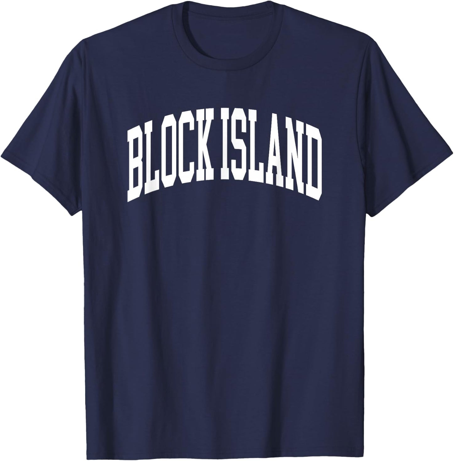 Retro Block Island Rhode Island Souvenir Athletic Throwback T-Shirt - T-Shirt | Navy