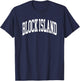Retro Block Island Rhode Island Souvenir Athletic Throwback T-Shirt - T-Shirt | Navy