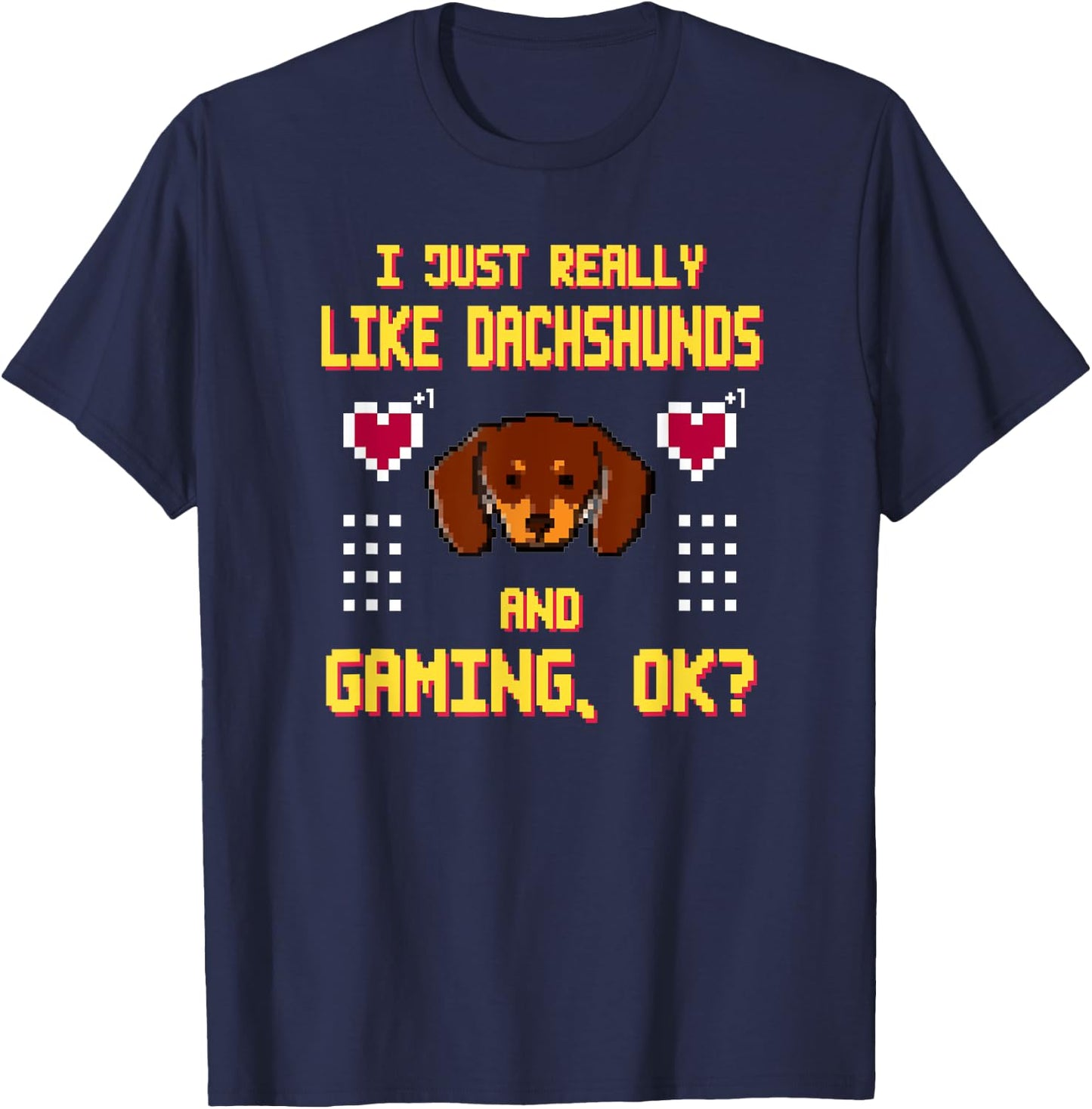 Gamer Dachshund Funny Dog Video Games Funny Gaming Men Women T-Shirt - T-Shirt | Navy