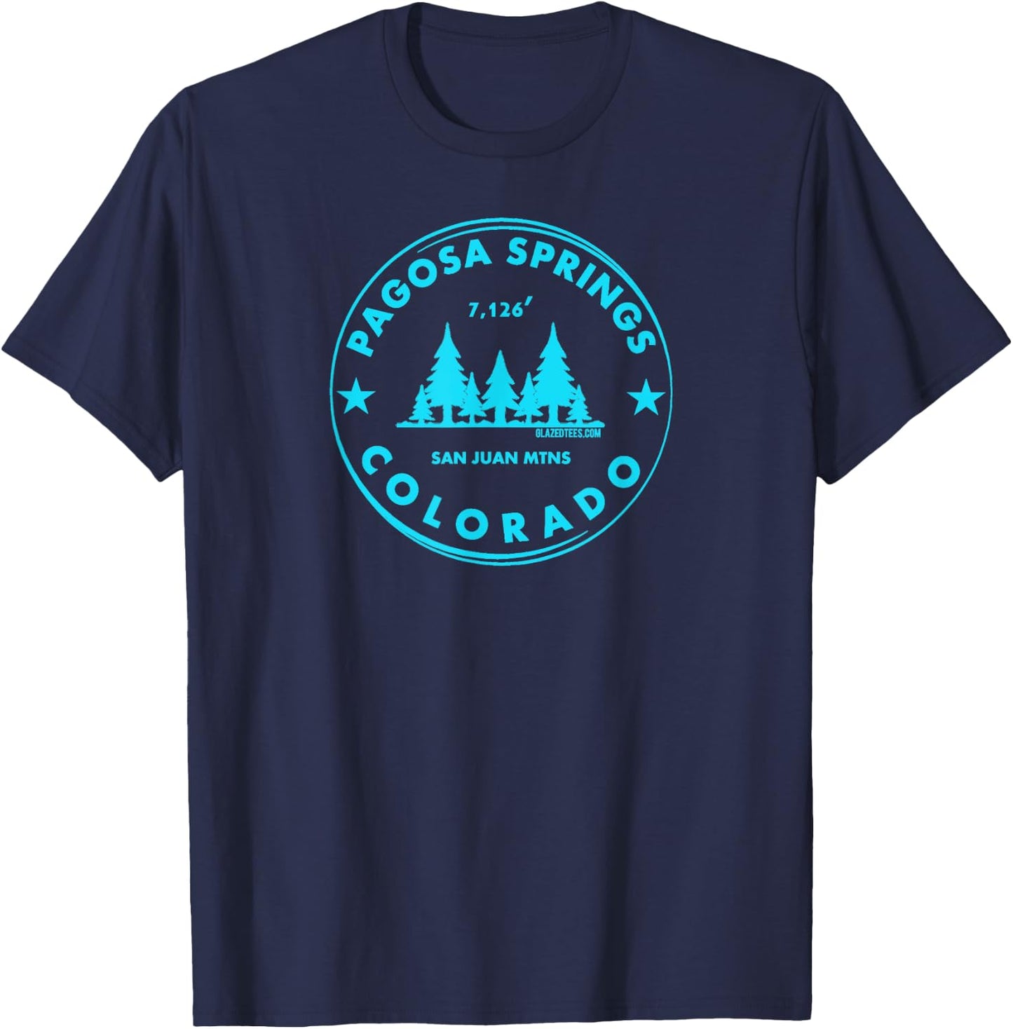 Pagosa Springs Colorado Mountain Town - Bluebird Day Forest T-Shirt - T-Shirt | Navy