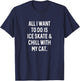 Figure Skating Gifts Girls Women Chill with Cat Ice Skater T-Shirt - T-Shirt | Navy
