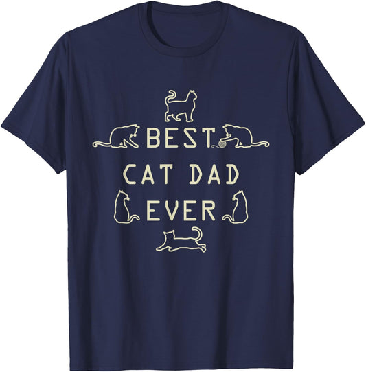 Feline Cat Father Kitty Dad Fathers Day Meow Men T-Shirt - T-Shirt | Navy