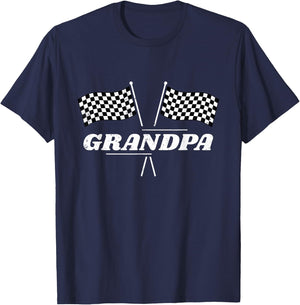 Pit Crew Grandpa Racing Car Family Matching Birthday Party T-Shirt - T-Shirt | Navy