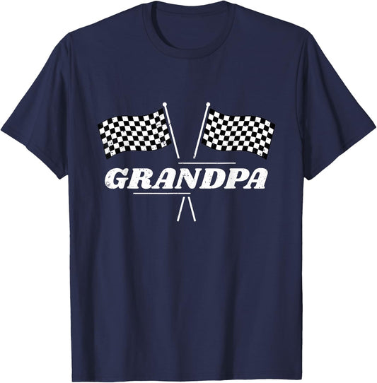 Pit Crew Grandpa Racing Car Family Matching Birthday Party T-Shirt - T-Shirt | Navy