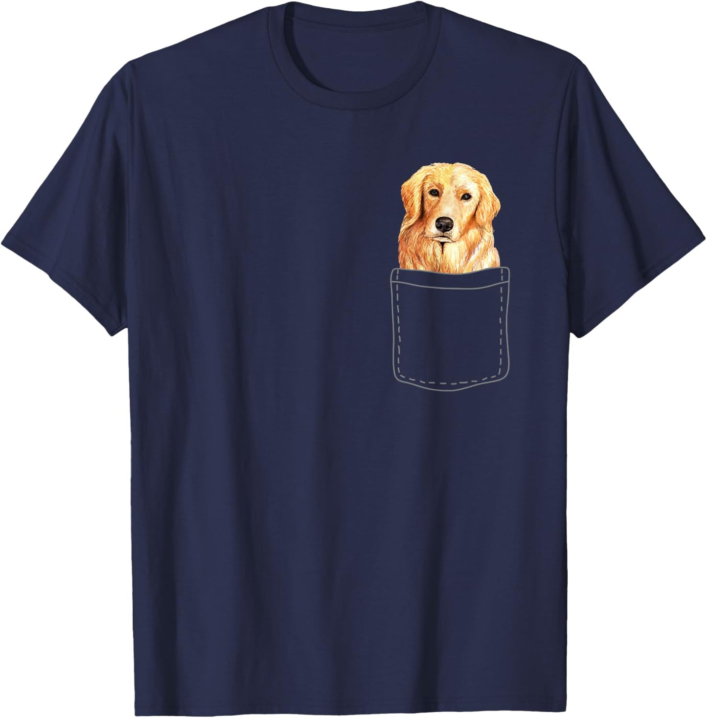 Beautiful golden retriever in your pocket, dogs T-Shirt - T-Shirt | Navy