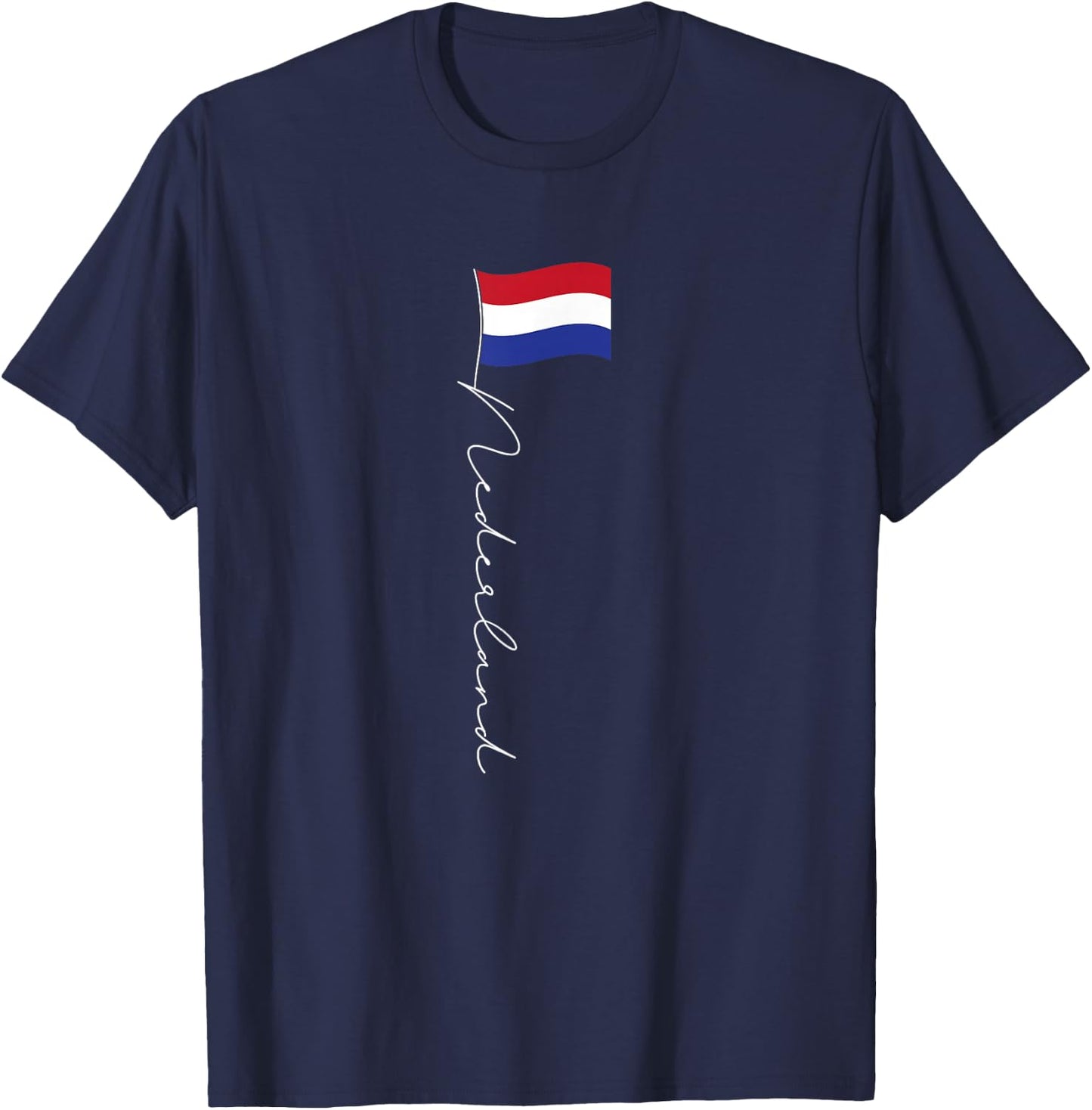 Family Heritage Gifts Netherlands Signature Flag Pole - Patriotic Dutch Flag T-Shirt - T-Shirt | Navy