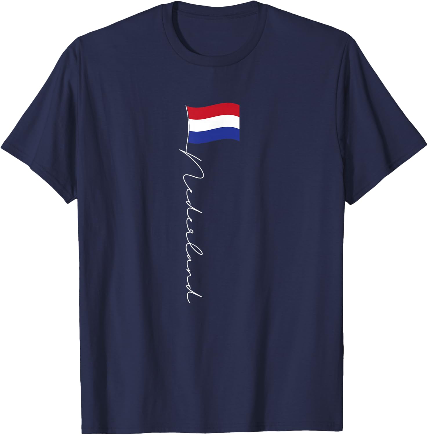 Family Heritage Gifts Netherlands Signature Flag Pole - Patriotic Dutch Flag T-Shirt - T-Shirt | Navy