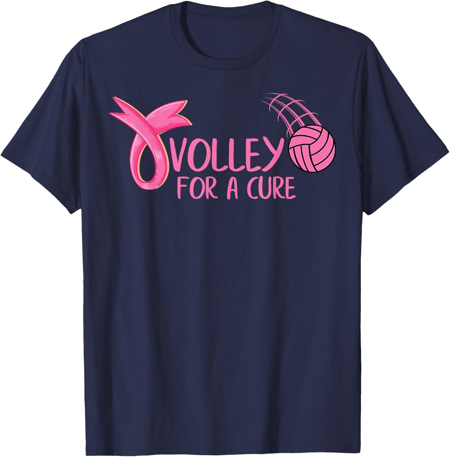 Volley For A Cure Volleyball Breast Cancer Awareness T-Shirt - T-Shirt | Navy