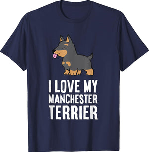 I Love My Manchester Terrier Dog T-Shirt - T-Shirt | Navy