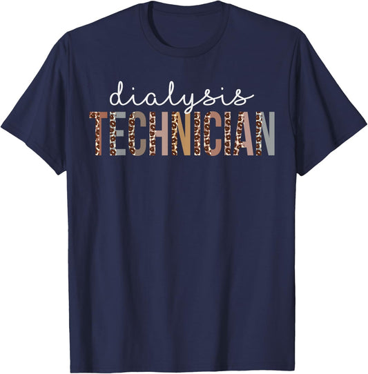 Leopard Dialysis Technician Appreciation healthcare workers T-Shirt - T-Shirt | Navy