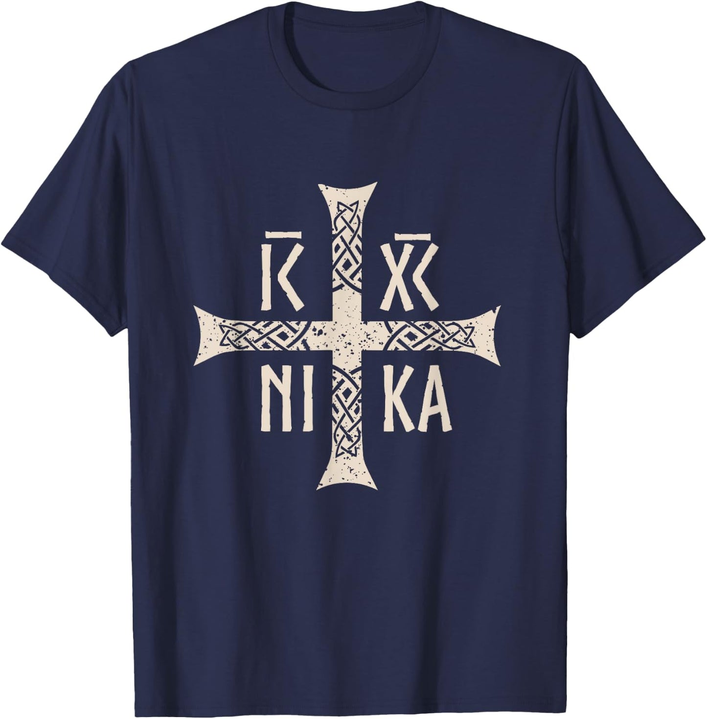 IC XC NI Ka | Cross Religion | Jesus Christ Conquers T-Shirt - T-Shirt | Navy