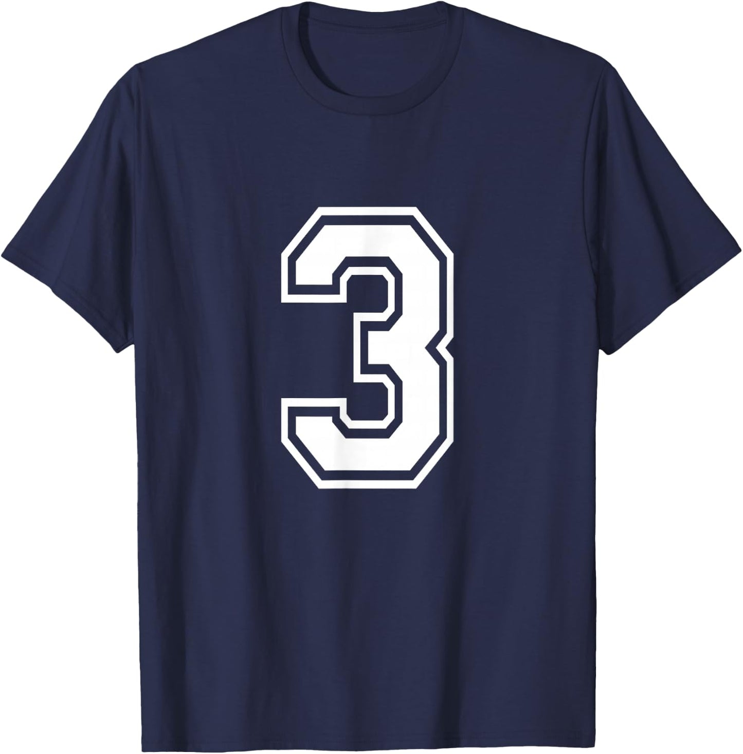 Number 3 Varsity Sports Team Jersey 3rd Birthday 3 Years T-Shirt - T-Shirt | Navy