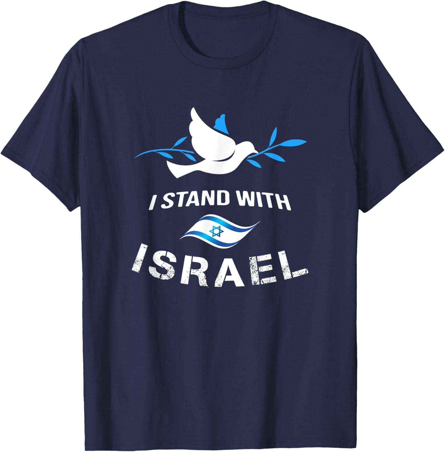 I Stand With Israel Shirts Israeli Flag Jewish Star Of David T-Shirt - T-Shirt | Navy