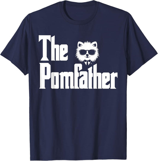 The PomFather Funny Pomeranian Dog Dad Shirt Men Gifts T-Shirt - T-Shirt | Navy