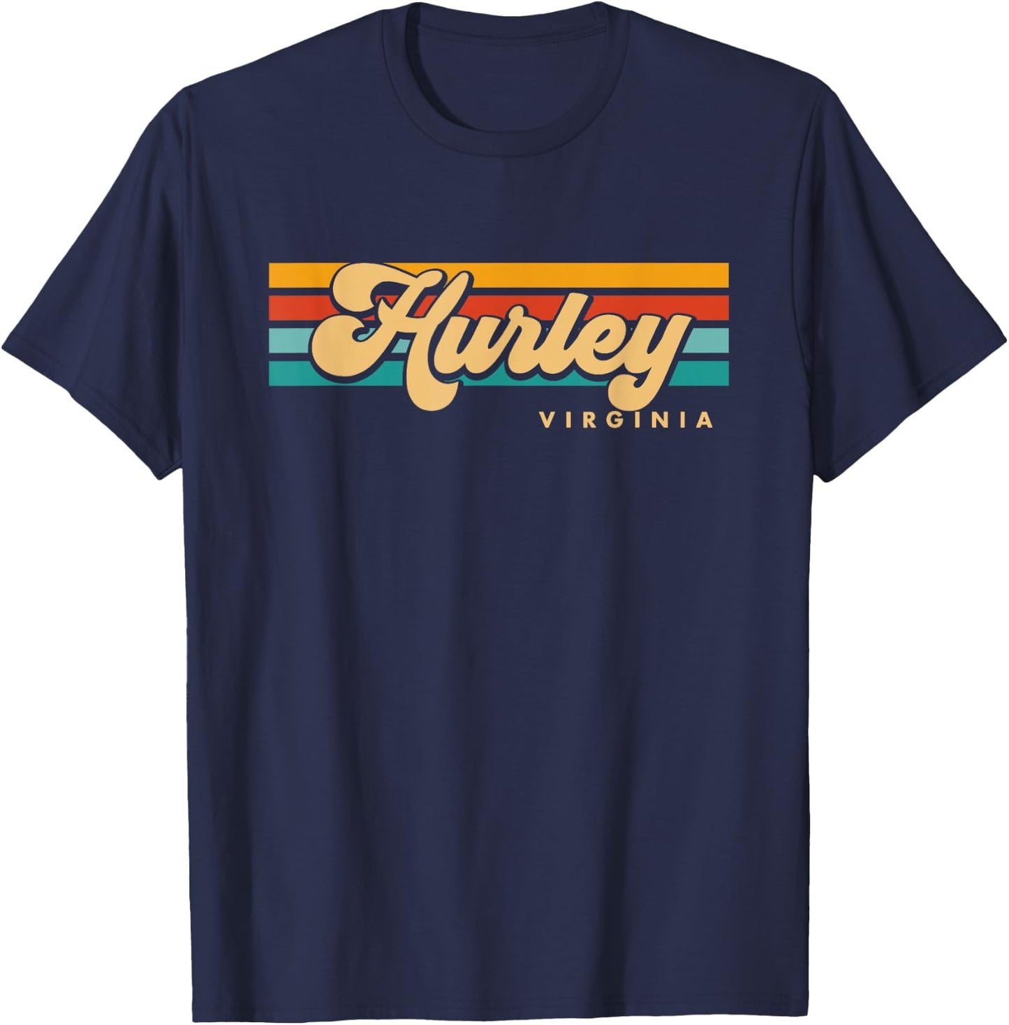 Vintage Sunset Stripes Hurley, Virginia T-Shirt - T-Shirt | Navy