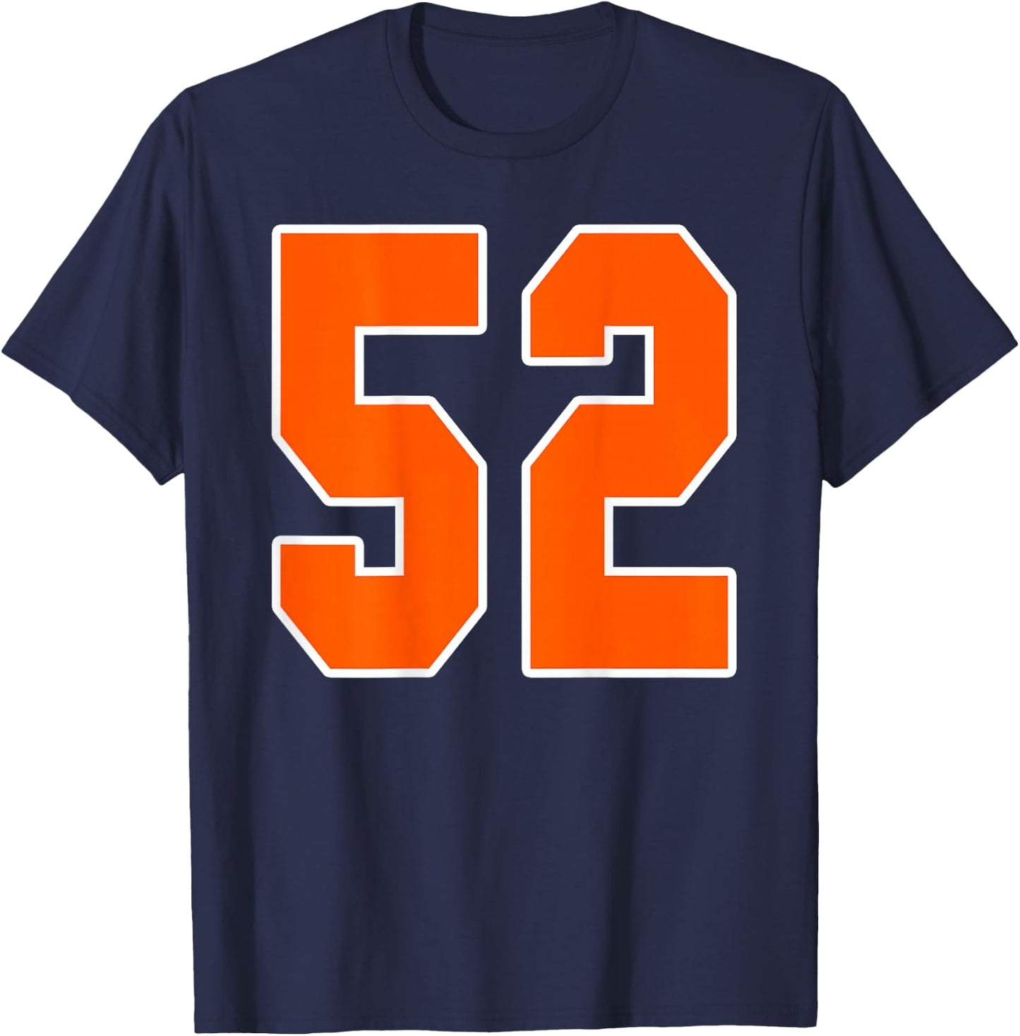 Back Print Orange Sports Block Number 52 For Sports Team T-Shirt - T-Shirt | Navy