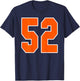 Back Print Orange Sports Block Number 52 For Sports Team T-Shirt - T-Shirt | Navy