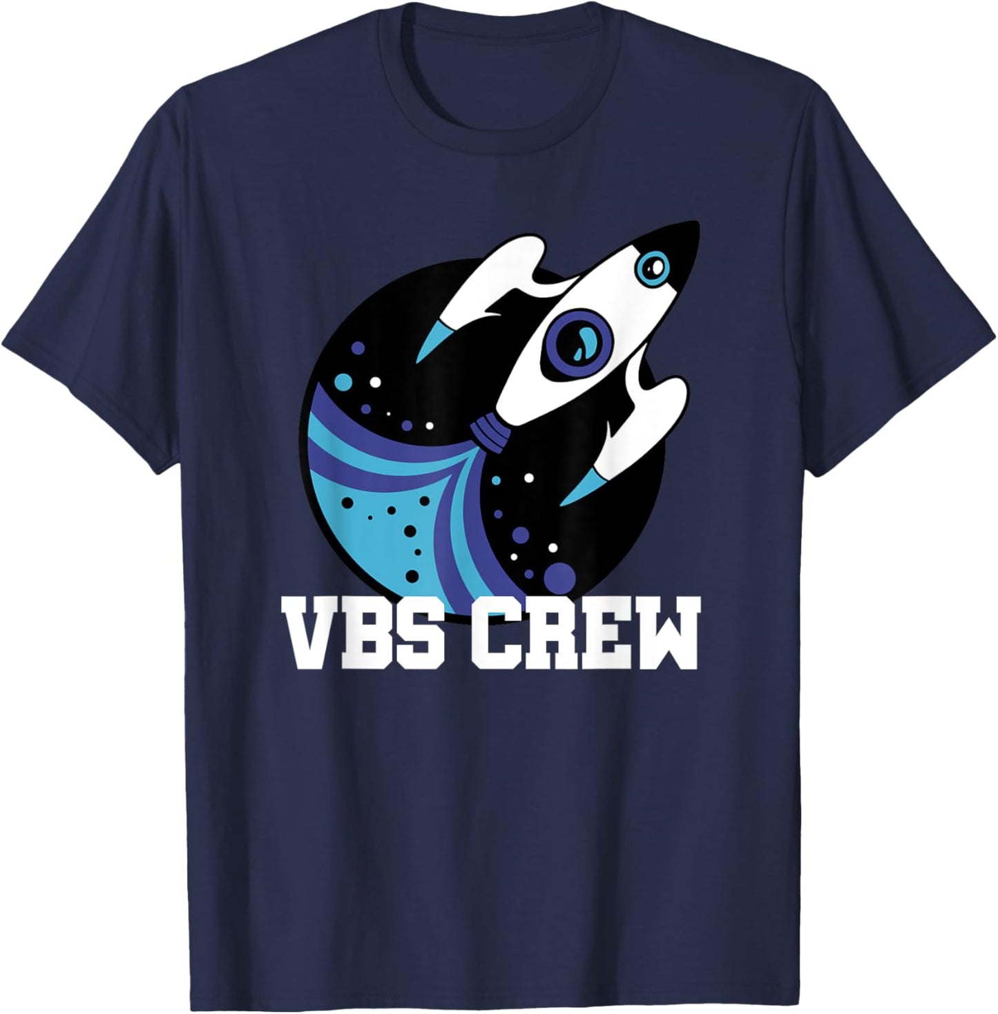 I Love VBS 2025 Space Crew Vacation Bible School Rocket T-Shirt - T-Shirt | Navy